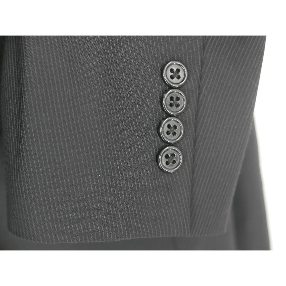 Jos A Bank Suit Black with Dark Navy Pinstripe Wool 2 Piece 44S 39x28